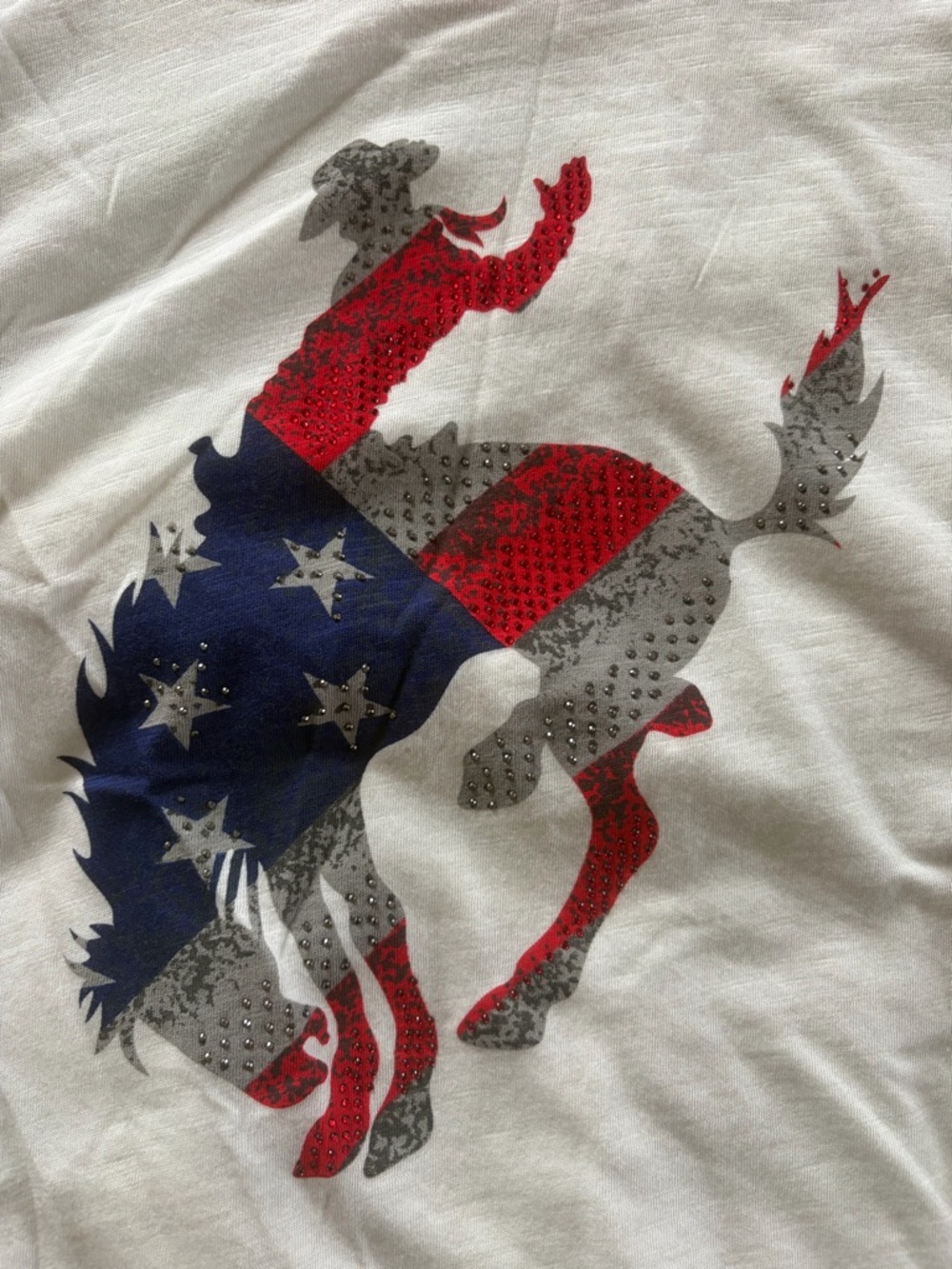 Ariat Red and White Raglan Long-Sleeve Tee with Rodeo Bucking Horse - Picture 5 of 7
